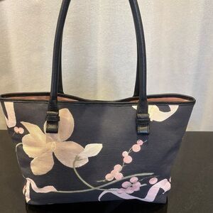 Authentic Salvatore Ferragamo Floral Canvas Tote Bag